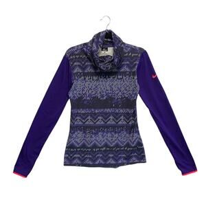 Nike Pro Dri-Fit Funnel Neck Long Sleeve Pullover Women's Sz M Purple